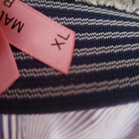 Navy Pinstripe Aline Embroidered Skirt -XL - Picture 2 of 6